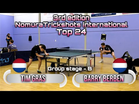 Top 24 Group B Tim Gras vs Barry Berben - Nomuratrickshots international #tabletennis