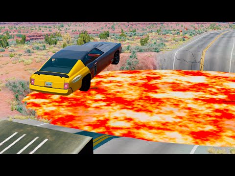 Cars vs Giant Lava Crater - BeamNG.drive (Giant Pit and Deep Water )