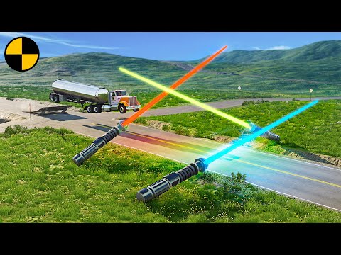 Cars vs Multiple Lightsabers 😱 BeamNG.Drive