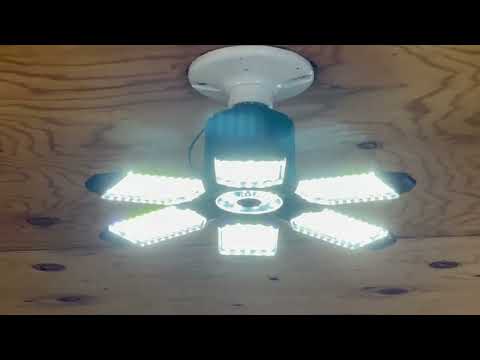 LED Garage Light, 200W 20000LM 6500K Deformable LED Garage Ceiling Light Review, Really bright