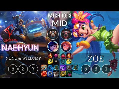GRF Naehyun Nunu & Willump vs Zoe Mid - KR Patch 10.13
