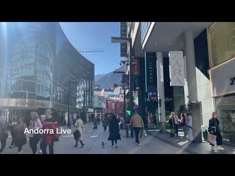 🇦🇩 PASSEIO A PÉ pelo CORAÇÃO DE ANDORRA LA VELLA, AVENIDA MERITXELL e área comercial 4K