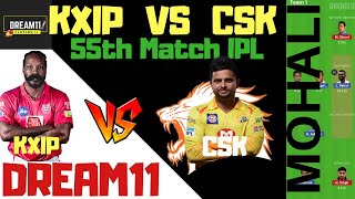 KXIP vs CSK dream11 team | kxip vs csk 55th match vivo ipl 2019 | dream11 playing11 team prediction