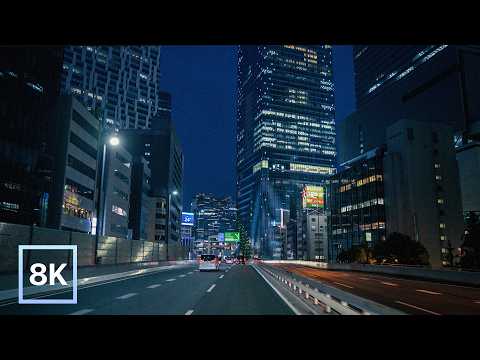 Blue Hour Drive through Tokyo / 8K 60fps HDR / Gentle Car Sound