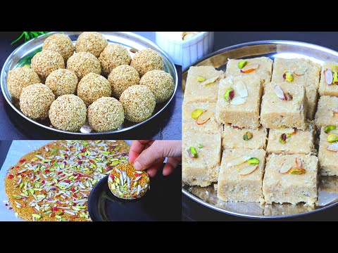 Easy&Healthy Winter Recipes|Til Ladoo|Sesame Laddu|Peanut Burfi|Peanut Barfi|Til Chikki|SesameChikki