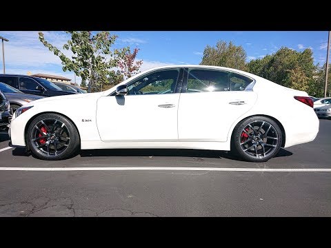 Infiniti Q50 Red Sport AWD Factory wheel to Nismo Z wheel comparison 2 of 2