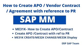How to Create APO /Vendor Contract / Agreement in SAP for supply of services with reference to PR II