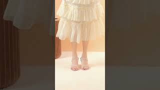 Giày cao gót MWC- 4103 Giày Sandal Cao Gót Quai Trong Gót Trong Viền Đá Cách Điệu Sang Chảnh