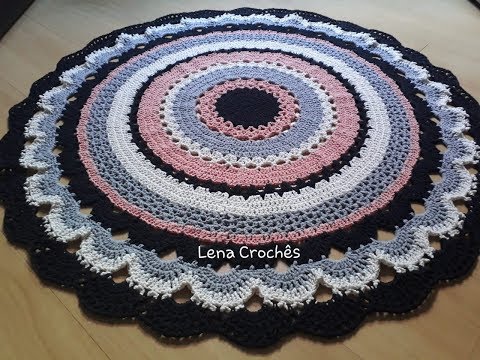 Tapete Redondo Colorido de crochê (Destro) #Lenamarcossi #crochê #tapete
