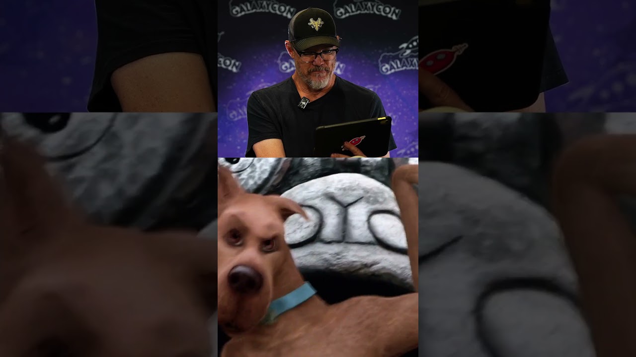 fighting a CGI dog in the Scooby-Doo live action movie