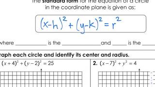 Acgeo circles standard form equation of a circle notes page 1