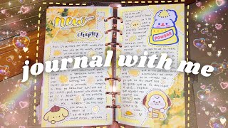 journal with me in my six ring binder 🍯 🐝 cute and yellow theme 🌻 diary deco