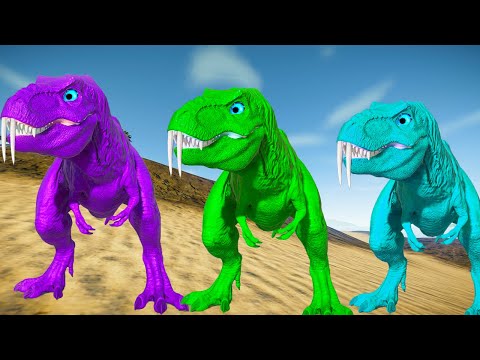 Rexy Color Pack vs Indoraptor, I-rex, Spinosaurus - Jurassic World Evolution Dinosaurs Fighting