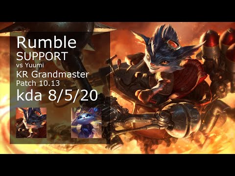 Rumble Support vs Yuumi - KR Grandmaster 8/5/20 Patch 10.13 Gameplay // [롤] 럼블 vs 유미 서폿