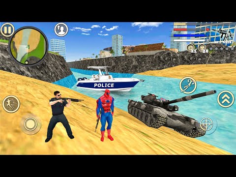 Spider Rope Hero Vice Town - Military Tank at Open World City - Android Gameplay