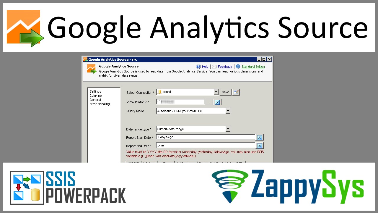 SSIS Google Analytics Source - Read data from Google Analytics Platform and load into SQL Server
