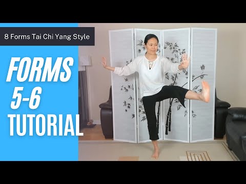 8 Forms Tai Chi, Forms 5 & 6: Golden Rooster Stands on One Leg & Heel Kick Tutorial