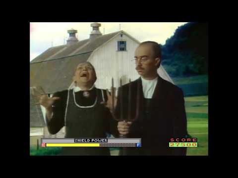 Woman Screams at Aliens in Classic Laserdisc Game US vs. THEM (1984)