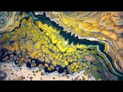 Acrylic Pour Golden Pebble Path( how to fix a failed pour)