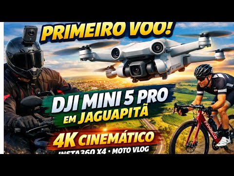 Primeiro Voo DJI Mini 5 Pro em Jaguapitã 🇧🇷 | 4K Cinemático | Insta360 X4 moto vlog ....
