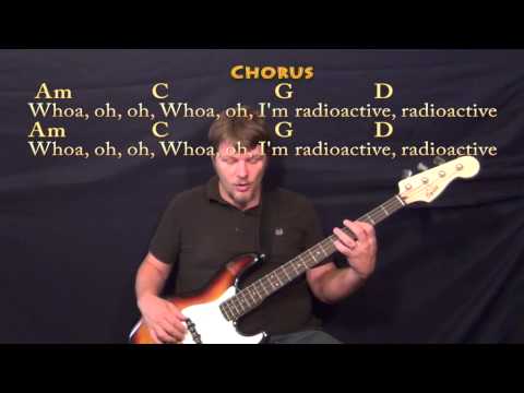 Radioactive (IMAGINE DRAGONS) Bass Guitar Cover Lesson in G with Chords/Lyrics