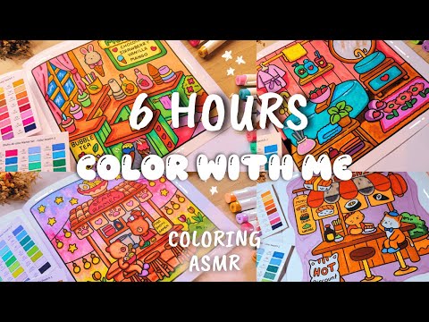 Ultimate 6 hrs Color with Me ASMR Relaxation😌🌸Little Corner | Coco Wyo Coloring Book | Ohuhu Markers