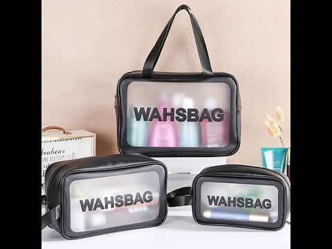 Косметичка/органайзер/несесер/сумка для косметики прозрачная водонепроницаемая большая WashBag розовая (WB-47922) Video #1