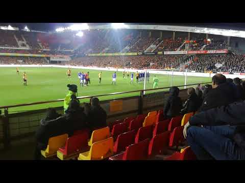 KV Mechelen vs Beerschot Wilrijk, free-kick, goal line incident and sub shown a red card.