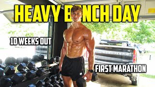 HOME GYM 365 LBS BENCH WORKOUT | 10 Weeks Out First Marathon