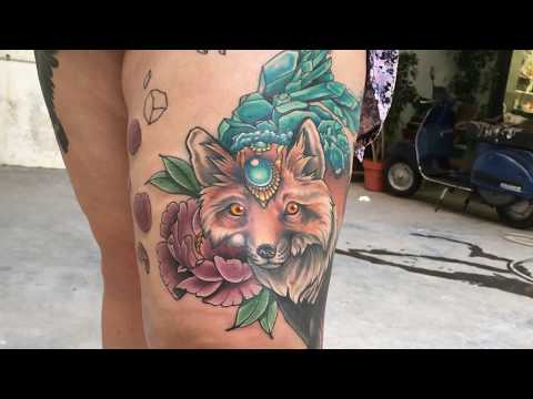 neotraditional fox tattoo (still in progress)