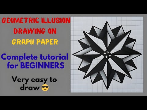 3D Geometric Star Drawing Tutorial | Easy Symmetric Pattern on Graph Paper | Rumi October Art Part 2
