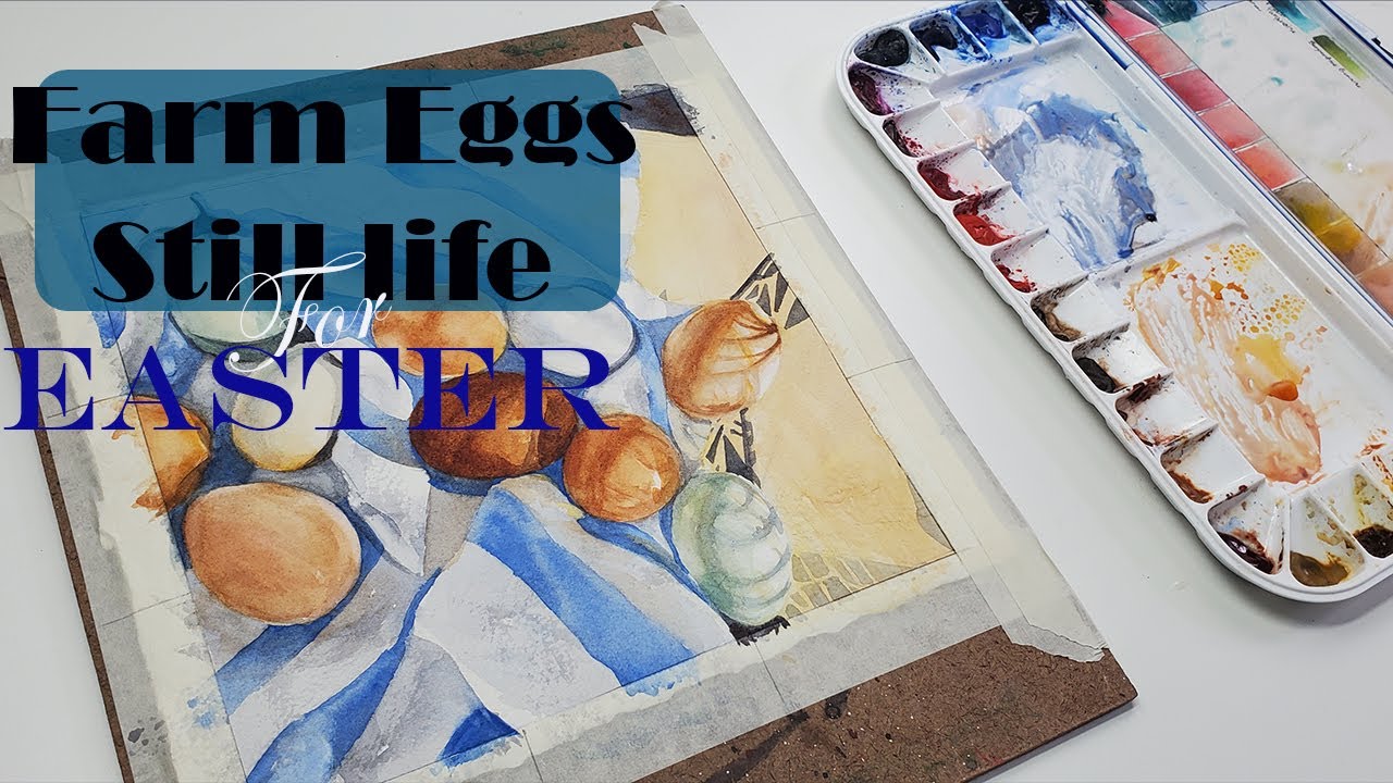 Watercolor still life of farm eggs!