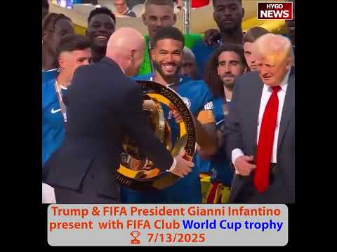 Trump & FIFA President FIFA Club World Cup trophy; a player named Pelé; Trump football vs soccer