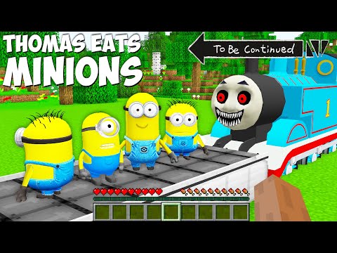 why this SCARY THOMAS TRAIN EXE eat ALL MINIONS in Minecraft ? SCARY THOMAS vs MINIONS !