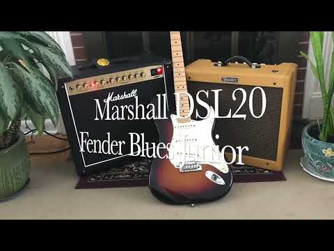 Marshall DSL20 & Fender Blues Jr. - clean and dirty, side by side comparison