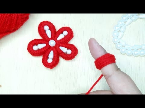 It's So Beautiful  !! Superb Craft Idea Using Fingers _ Woolen Flower Design Trick