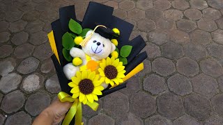 preview picture of video 'DIY Graduation Doll Bouquet Felt Flowers | Cara membuat buket boneka wisuda bunga flanel'