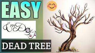 How To Draw An Old Tree Step By Step For Beginners | Dead Tree Drawing Tutorial | Easy Tree Drawing