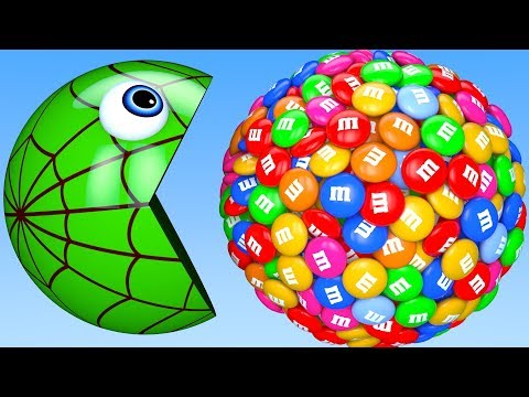 Learn Colors with PACMAN and Bunny Mold M&M Farm Watermelon Surprise Toy Street Vehicle for Kid