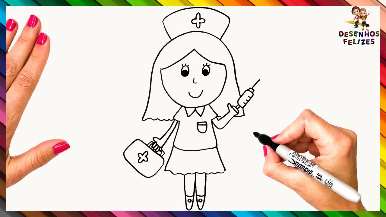 Como Desenhar Uma Enfermeira Passo A Passo 👩‍⚕️ Desenhar Enfermeira Facilmente