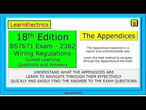 LEARN APPENDICES 18th EDITION BS7671 2382 EXAM BROWN  BOOK - QUESTIONS AND FULLY EXPLAINED ANSWERS