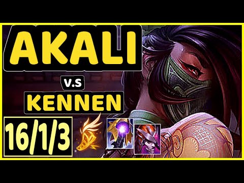 ARMUT (AKALI) vs KENNEN - QUADRAKILL 16/1/3 KDA TOP GAMEPLAY - EUW Ranked DIAMOND
