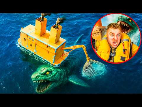 The POND MONSTER SANK Our TITANIC Box Fort! (Disaster at Sea)