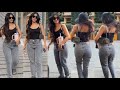 Uff Bhut HOt Hai Dhanshree Verma FlaunNts Her Huge Figur In Black Transparent Sando Casual Jeans