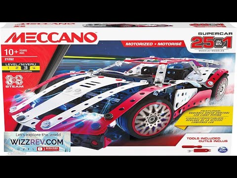MECCANO 25 in 1 Motorized Supercar STEM Model Building Kit with 347 Parts Real