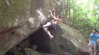 Video thumbnail of ガルボ 初, 二段 (7c). 瓢 (Fukube)