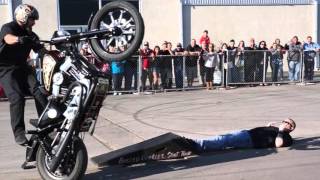Evel Knievel jump over Ethan from Skidmarks Show DEATH defying Busted Knuckle Stunt Show