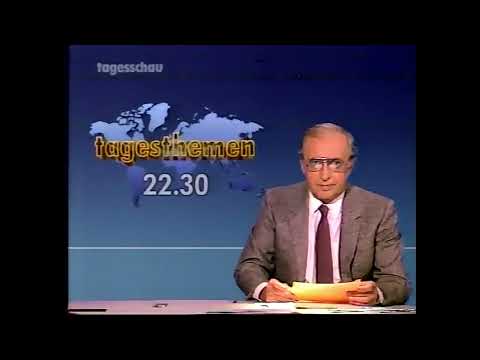 ARD Tagesschau Ende, Hinweis GEZ und Ansage Film Die Lachbombe 1986