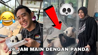 Download lagu 24 JAM MAIN DENGAN PANDA 😂 AKU PERGI ZOO PANDA 🐼 mp3
