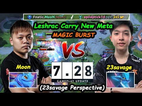 23savage Leshrac 11K MMR CARRY vs Fnatic MOON [Puck] New Patch update 7.28 Mistwoods Dota 2 Gameplay